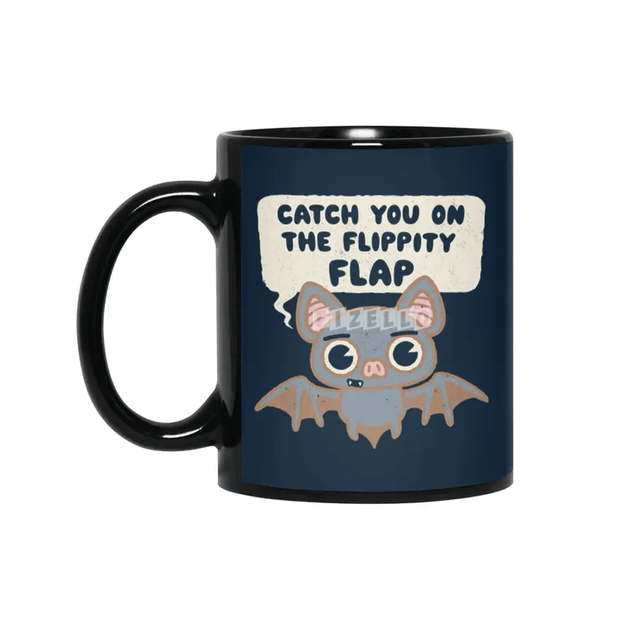 Catch You on the Flippity Flap -  Cute Kawaii Bat Siyah Kupa