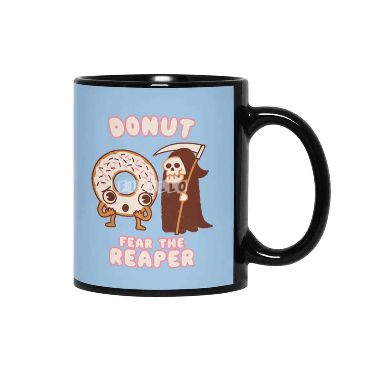 Donut Fear the Reaper - Kawaii style cute funny Halloween Music Siyah Kupa