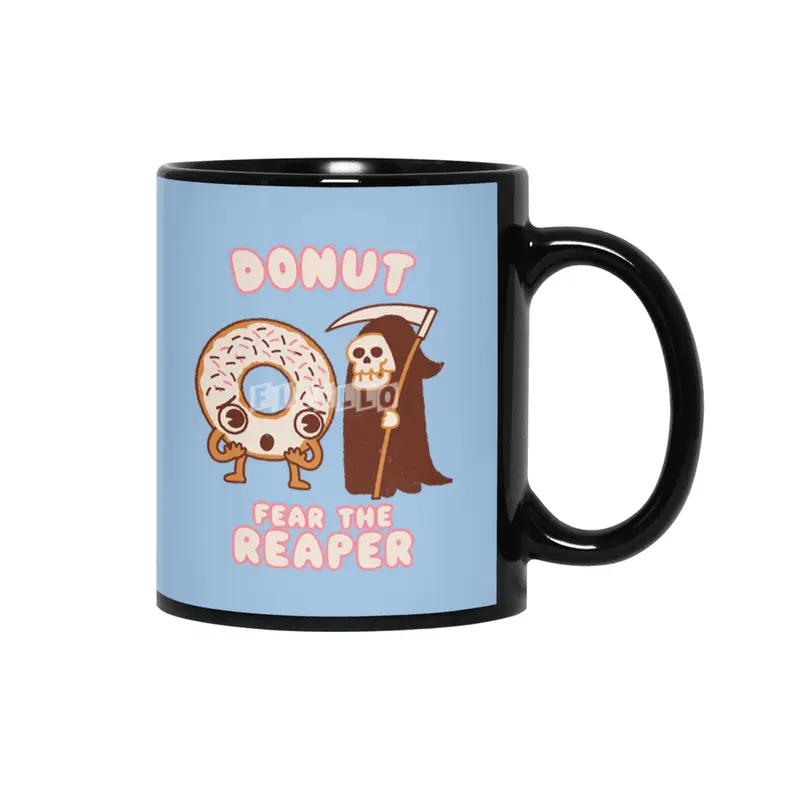 Donut Fear the Reaper - Kawaii style cute funny Halloween Music Siyah Kupa