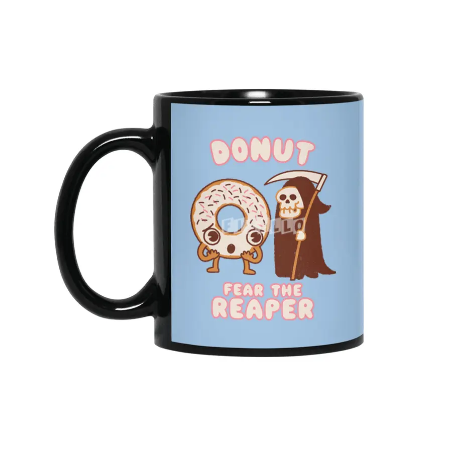 Donut Fear the Reaper - Kawaii style cute funny Halloween Music Siyah Kupa