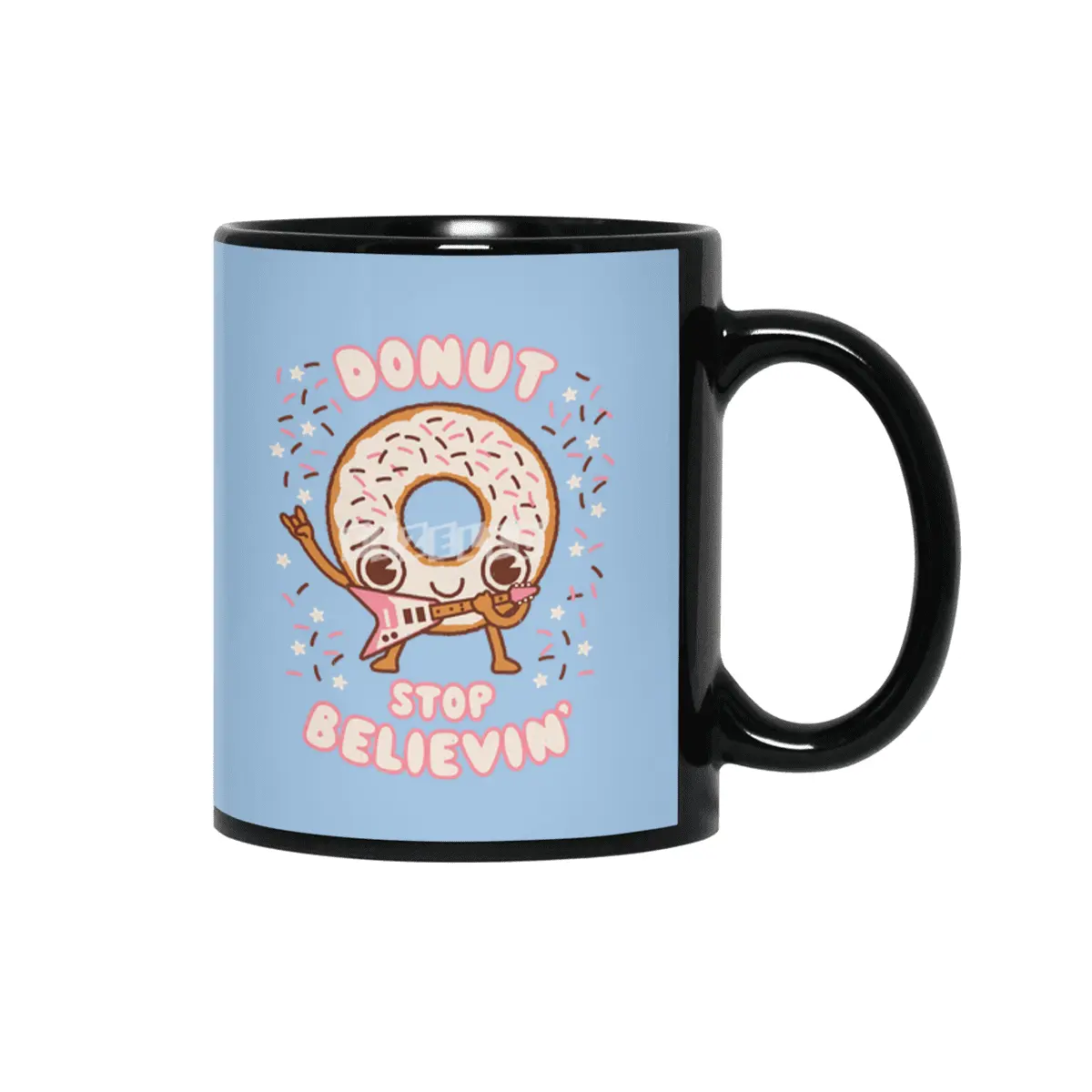 Donut Stop Believin - Kawaii style cute funny musical Siyah Kupa