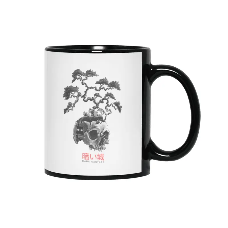Bonsai Tree in Skull Siyah Kupa