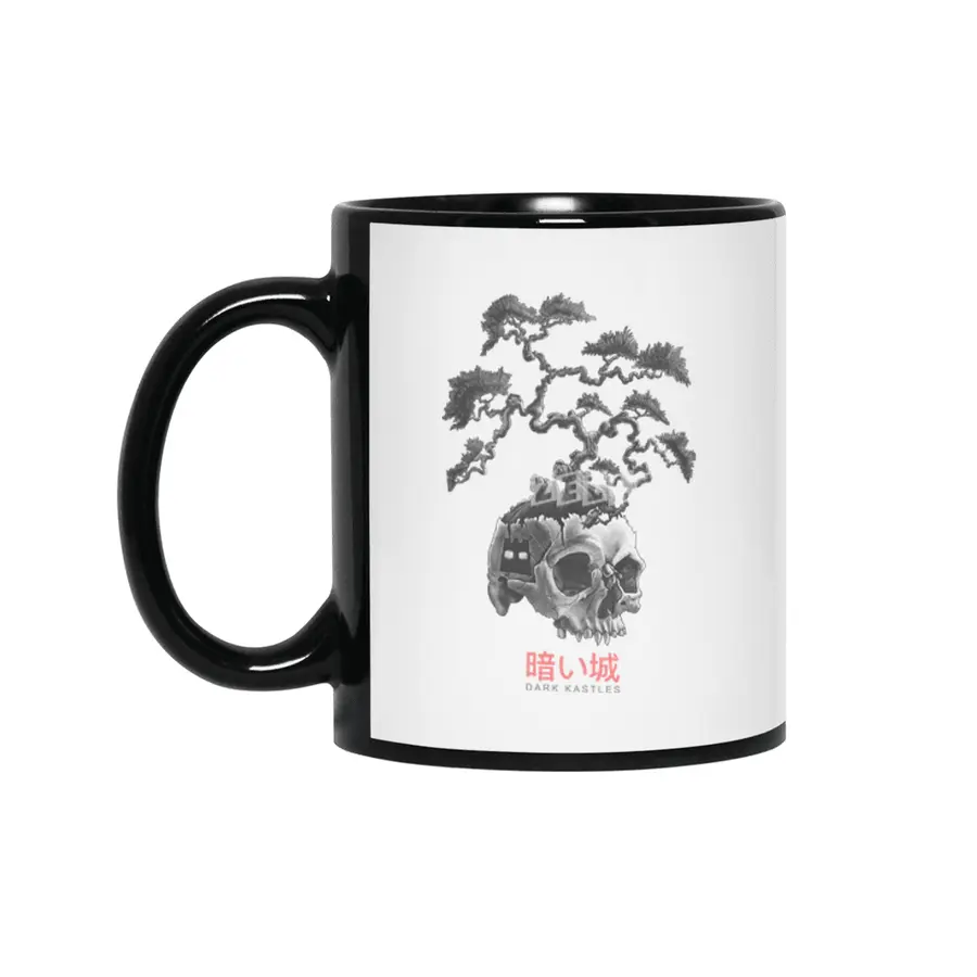 Bonsai Tree in Skull Siyah Kupa