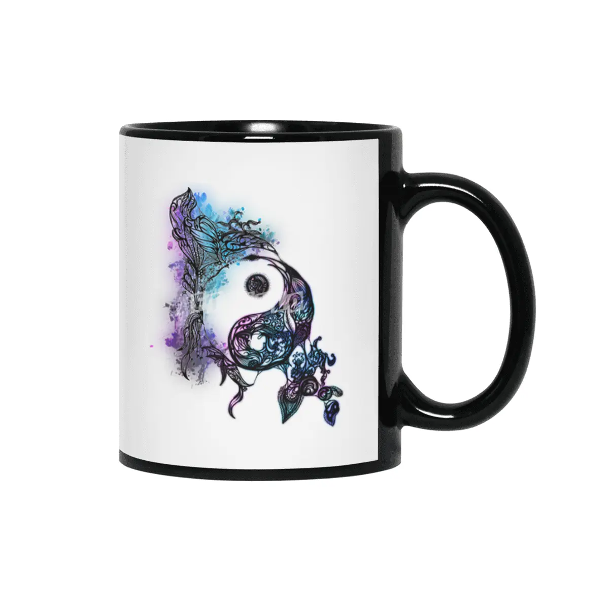 Zen Doodle Yin Yang Magenta Siyah Kupa