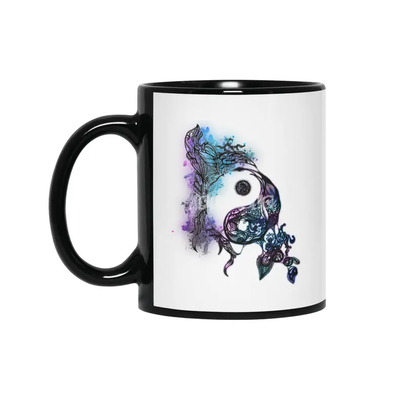 Zen Doodle Yin Yang Magenta Siyah Kupa