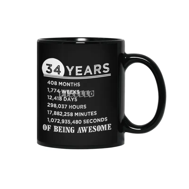 34th Birthday Gifts 34 Years Old of Being Awesome Siyah Kupa