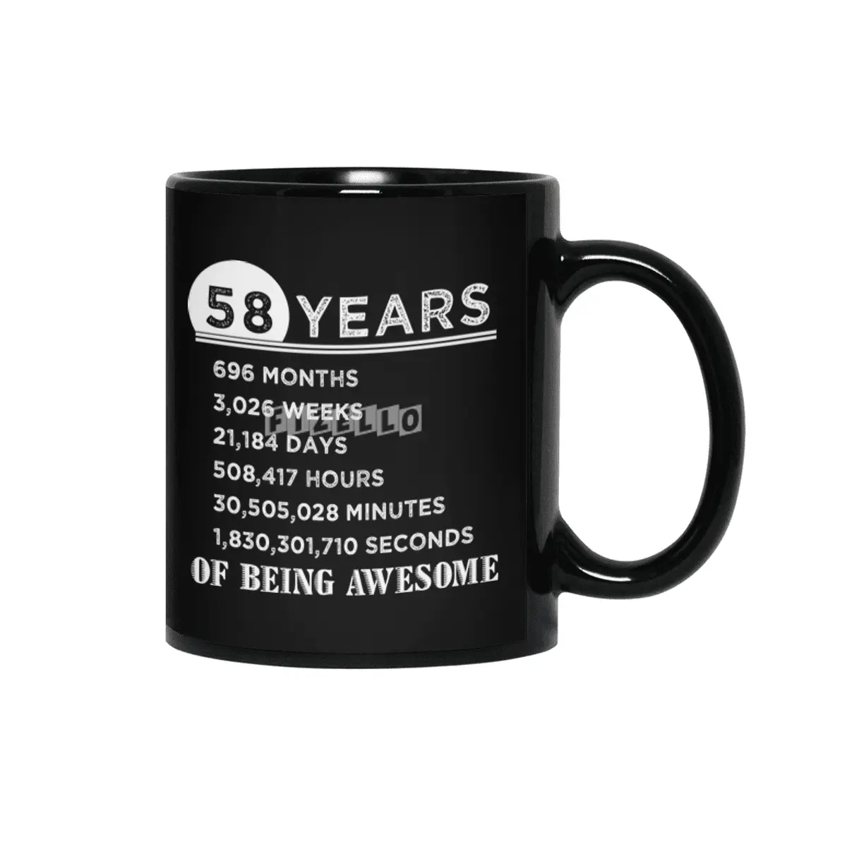 58th Birthday Gifts 58 Years Old of Being Awesome Siyah Kupa