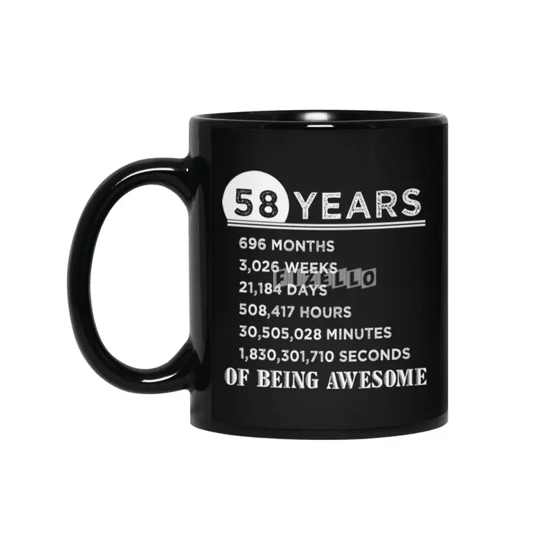 58th Birthday Gifts 58 Years Old of Being Awesome Siyah Kupa