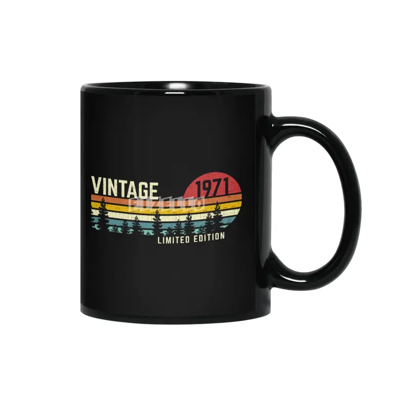 get this vintage sunset 1971 limited edition 50th birthday 50 years old retro classic cute design Siyah Kupa