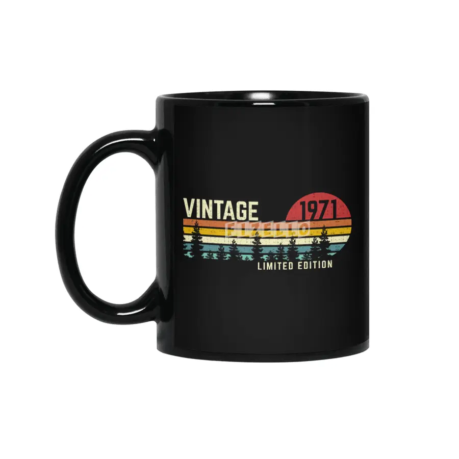 get this vintage sunset 1971 limited edition 50th birthday 50 years old retro classic cute design Siyah Kupa