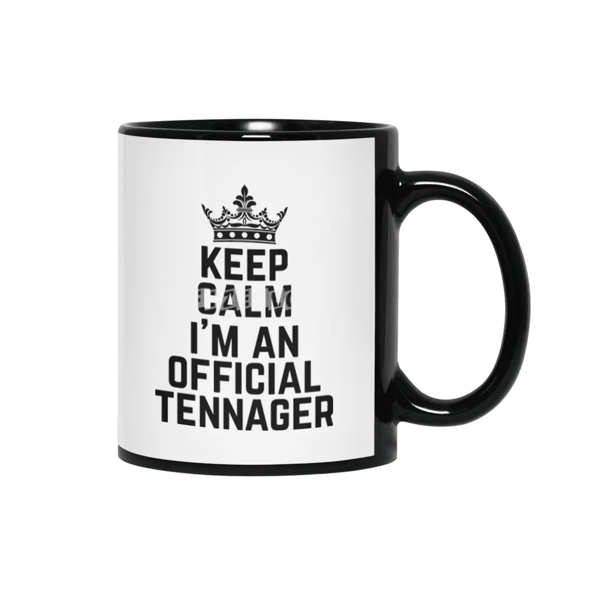keep calm I'm official teenager 13th birthday 13 years old cool design cute white crown graphic Siyah Kupa