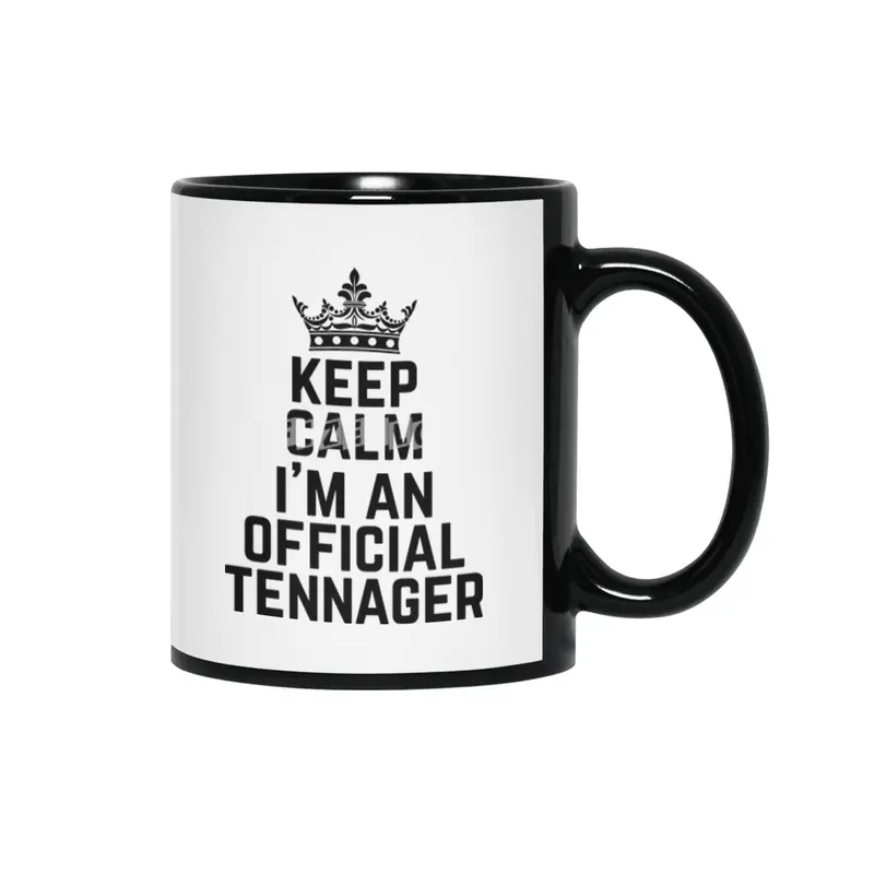 keep calm I'm official teenager 13th birthday 13 years old cool design cute white crown graphic Siyah Kupa