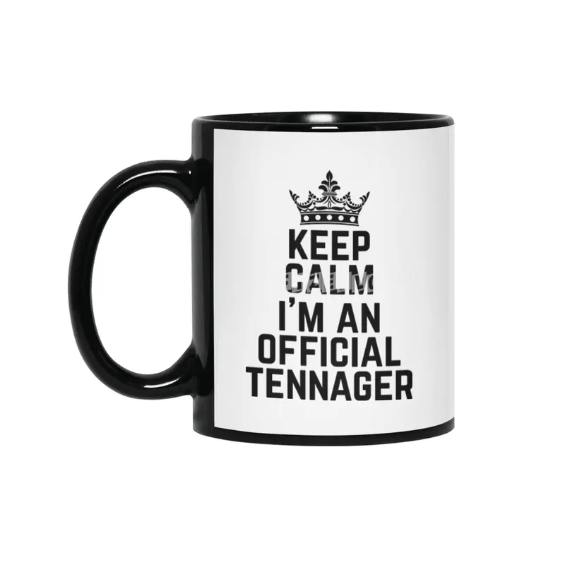 keep calm I'm official teenager 13th birthday 13 years old cool design cute white crown graphic Siyah Kupa