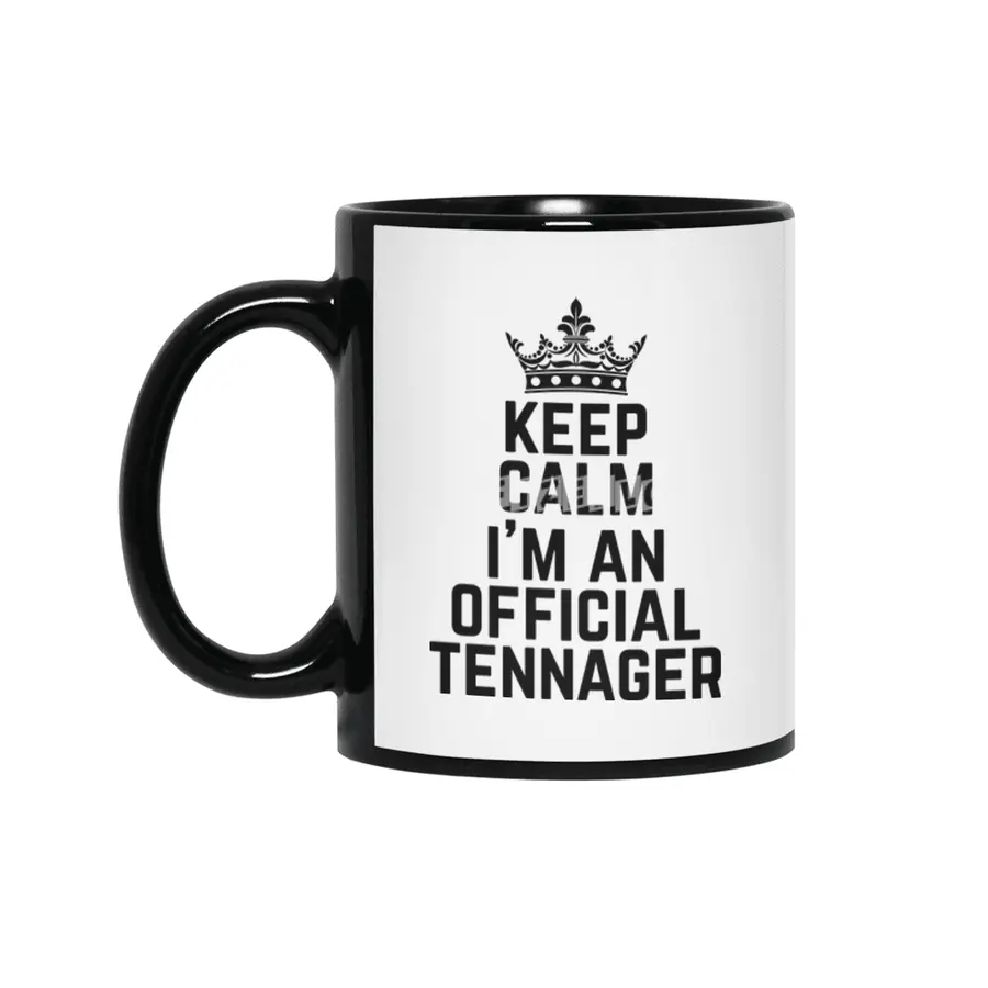 keep calm I'm official teenager 13th birthday 13 years old cool design cute white crown graphic Siyah Kupa