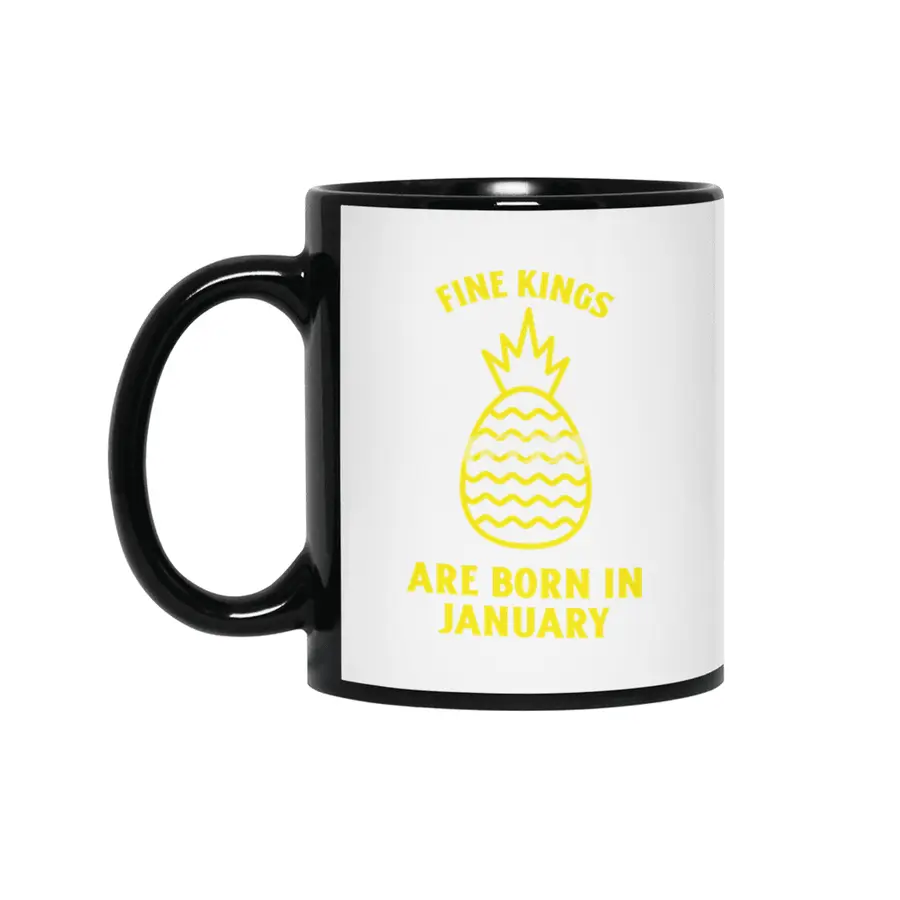 Fine kings are born in January funny pineapple birthday month Siyah Kupa