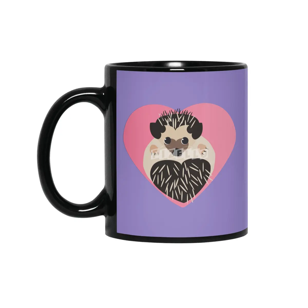Hedgehog Love Heart Siyah Kupa