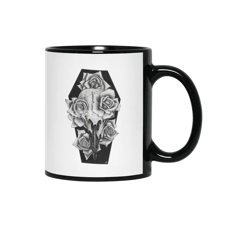 Raven Rose Print Siyah Kupa