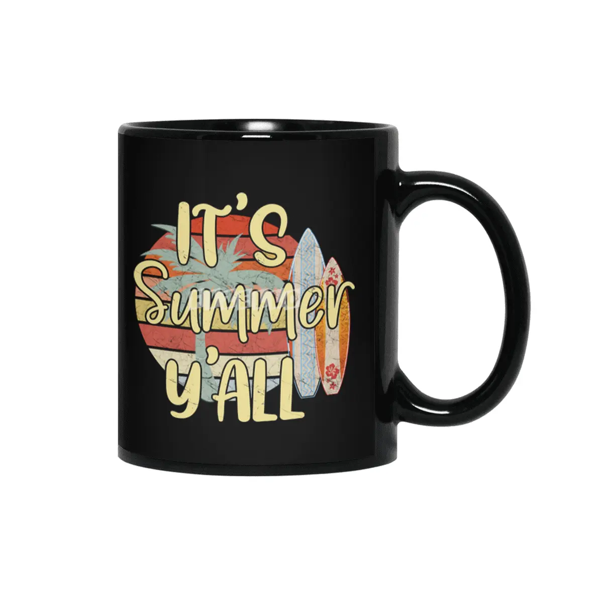 It's Summer Y'All - Retro Siyah Kupa