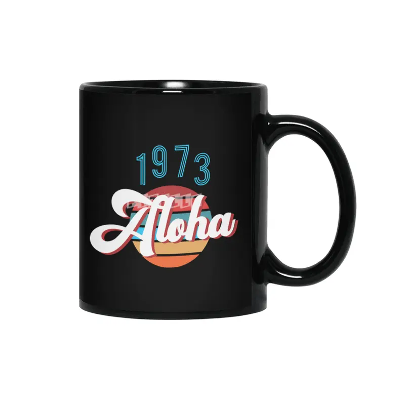 Retro Vintage Summer Aloha 1973 Siyah Kupa