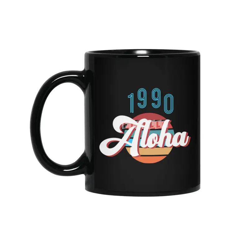 Retro Vintage Summer Aloha 1990 Siyah Kupa