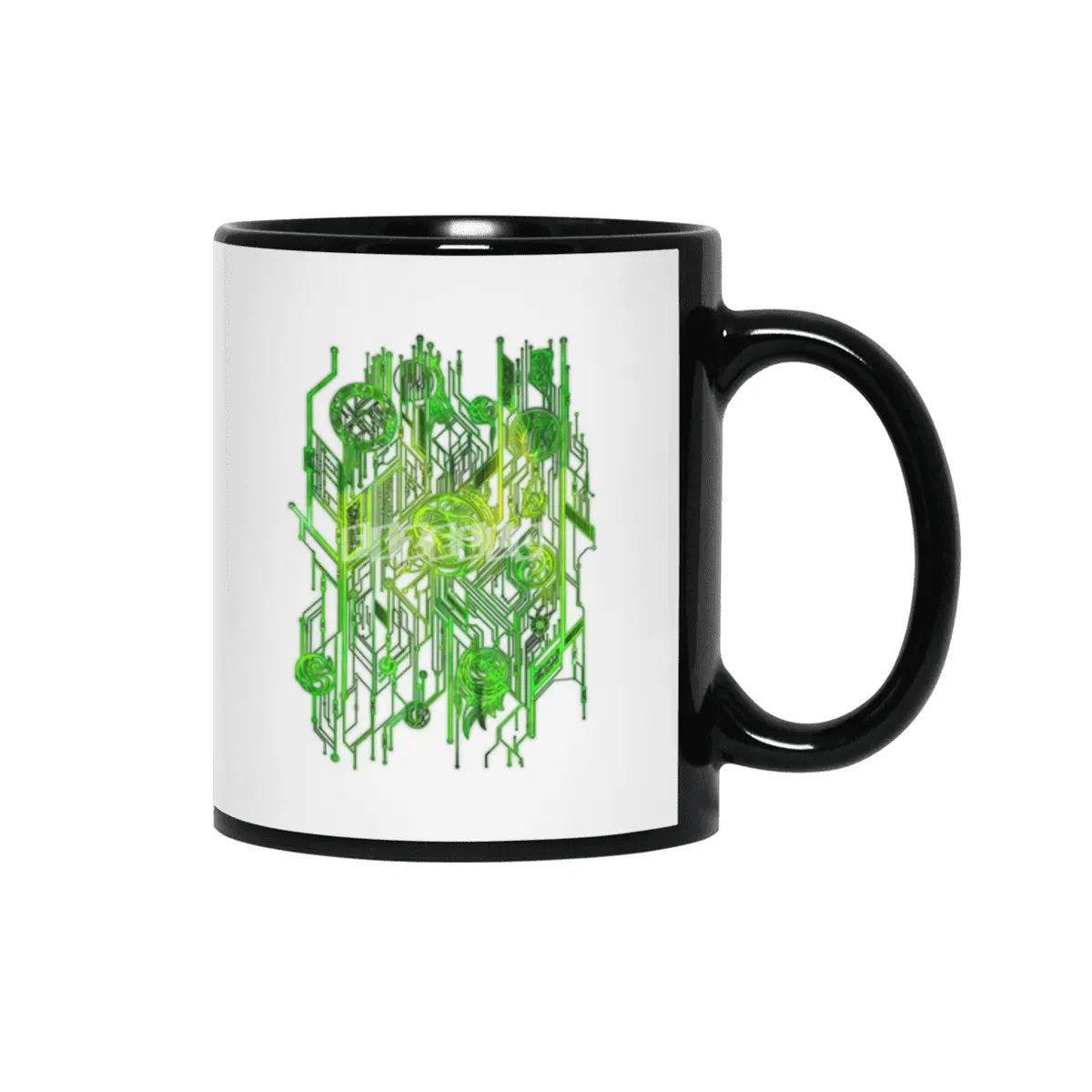 Zen Doodle Digital Circuit Neon Green Siyah Kupa