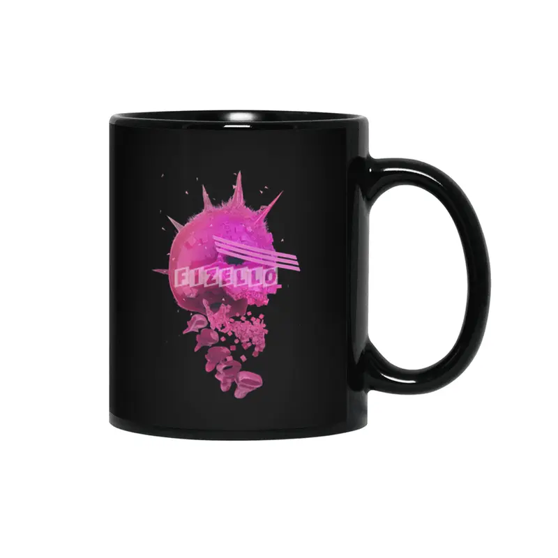 Pink Neon 80's Skull Siyah Kupa