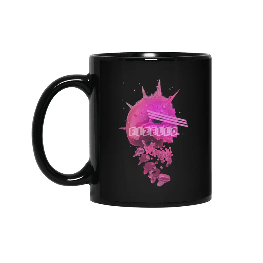 Pink Neon 80's Skull Siyah Kupa