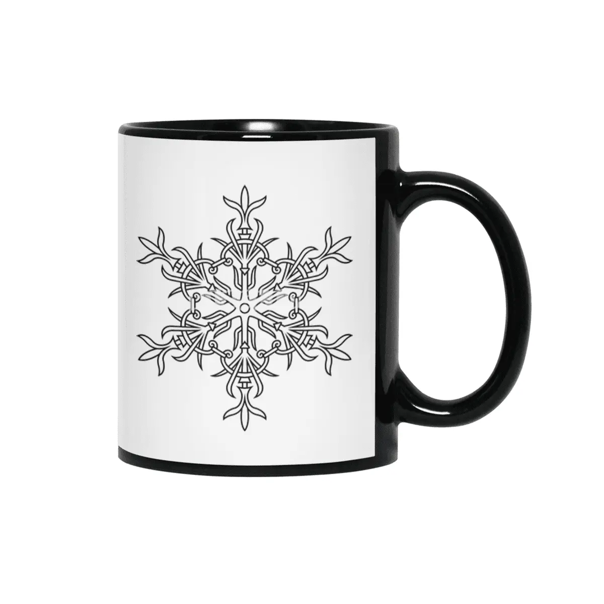 Black and white mandala vector isolated on white. Vector hand drawn circular decorative element. Siyah Kupa