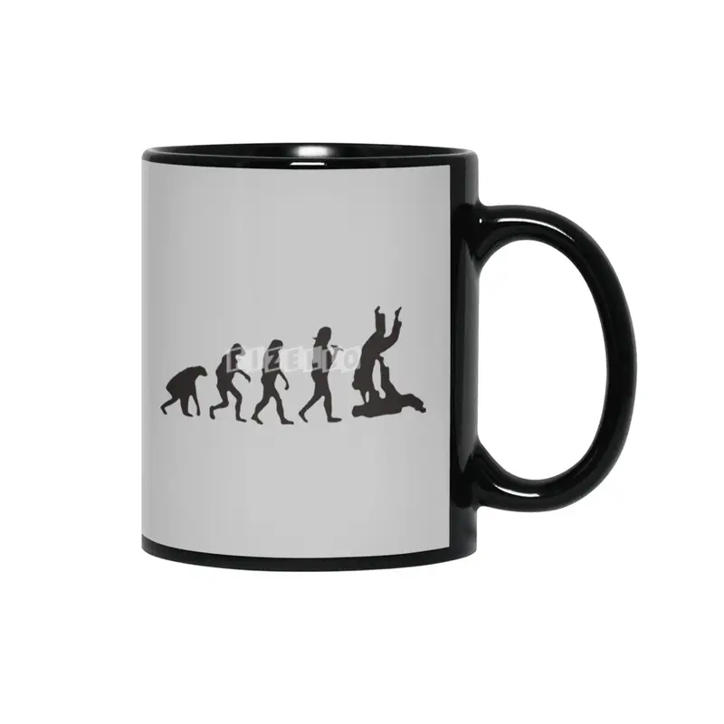 Evolution of Man Jiu Jitsu Humour Logo Siyah Kupa