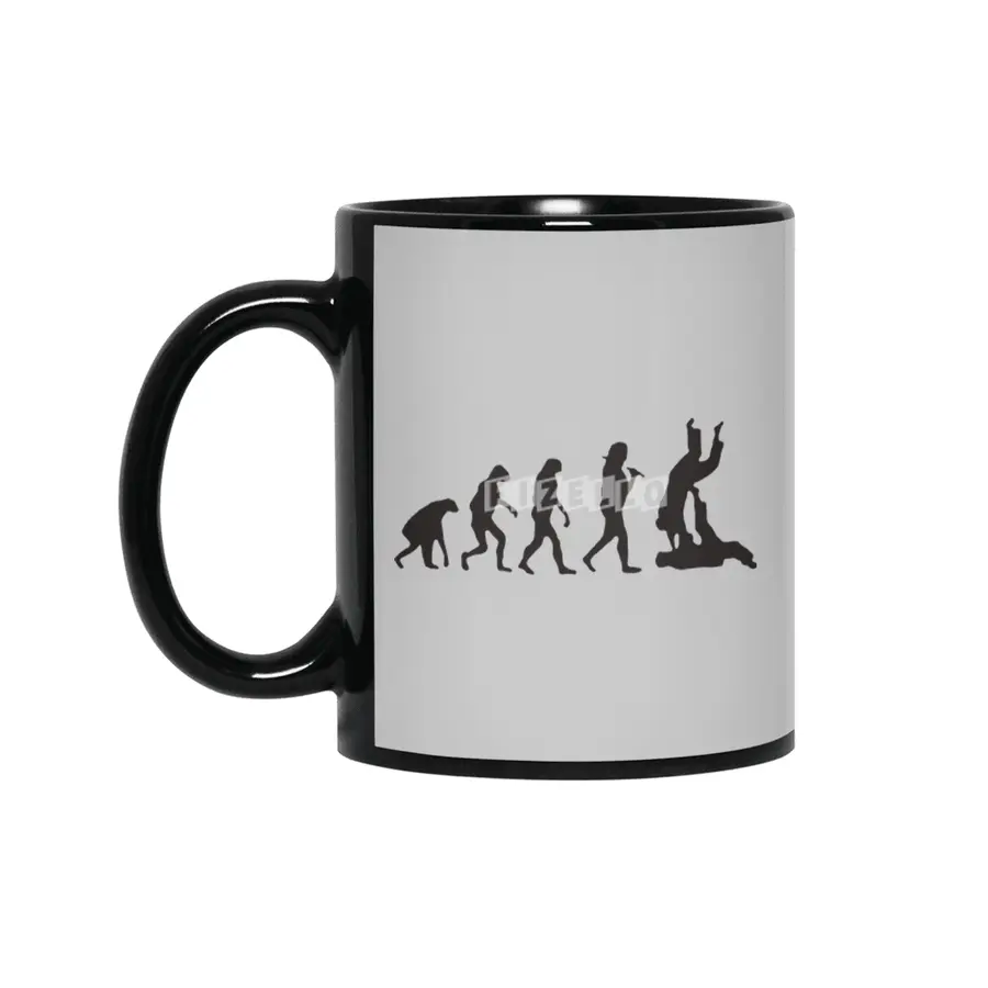 Evolution of Man Jiu Jitsu Humour Logo Siyah Kupa