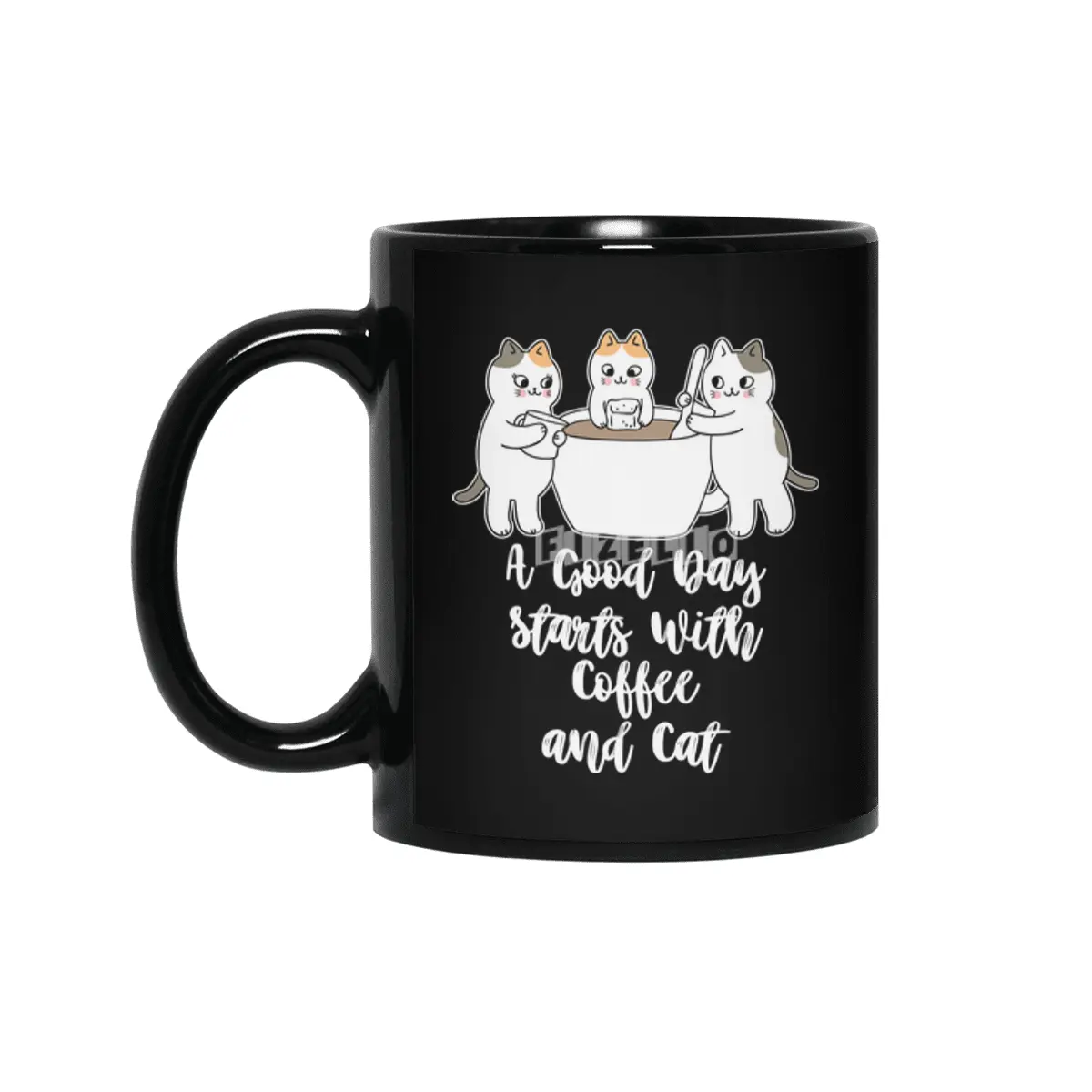 A Good Day Starts With Coffee and Cat Cute Kitty Lovers Siyah Kupa