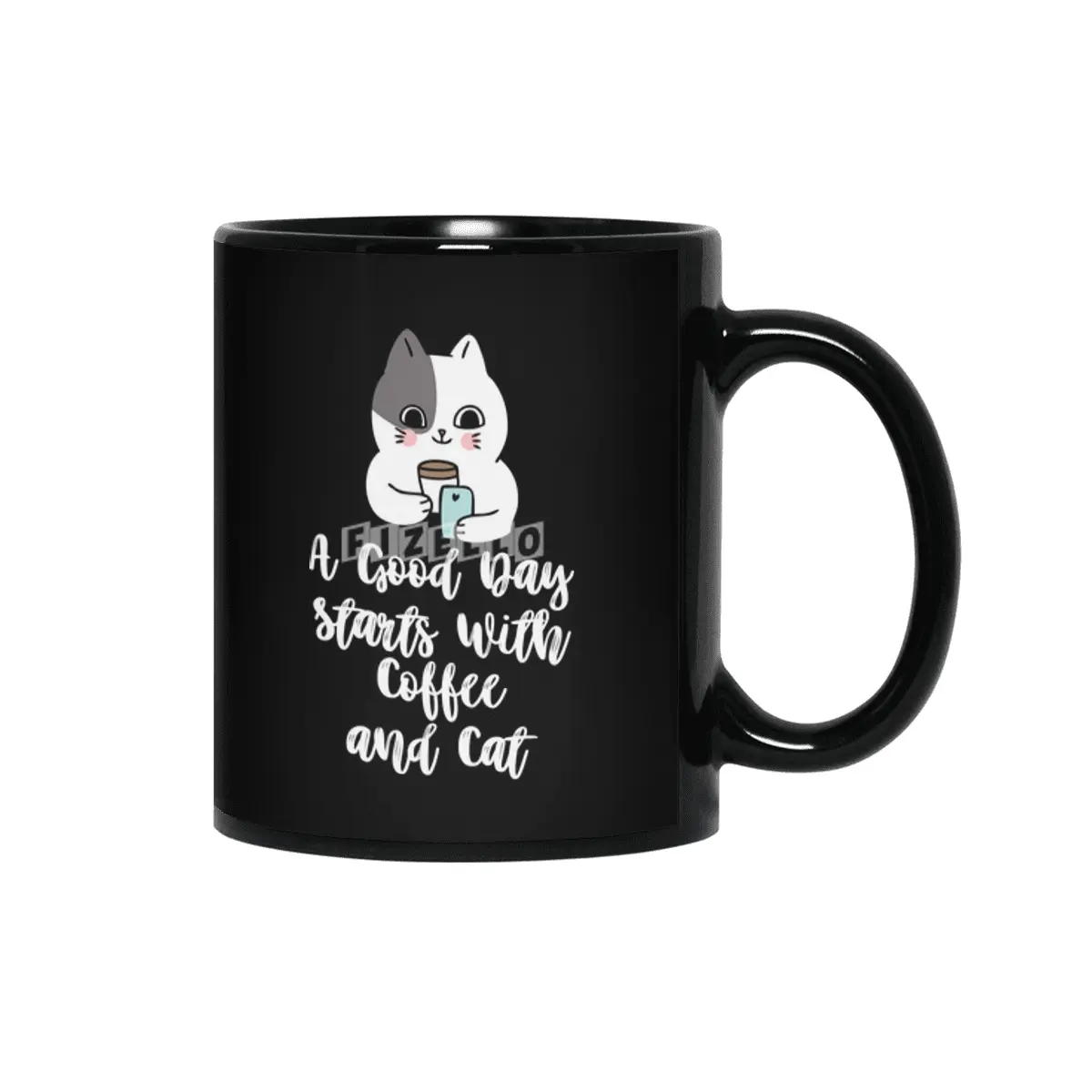 A Good Day Starts With Coffee and Cat Cute Kitty Lovers Siyah Kupa