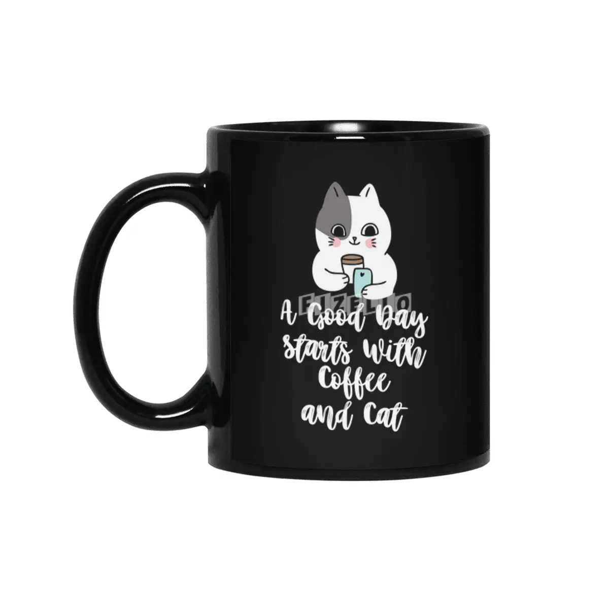 A Good Day Starts With Coffee and Cat Cute Kitty Lovers Siyah Kupa