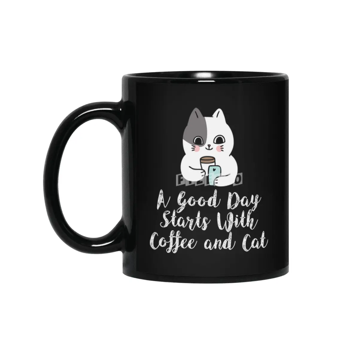A Good Day Starts With Coffee and Cat Cute Kitty Lovers Siyah Kupa