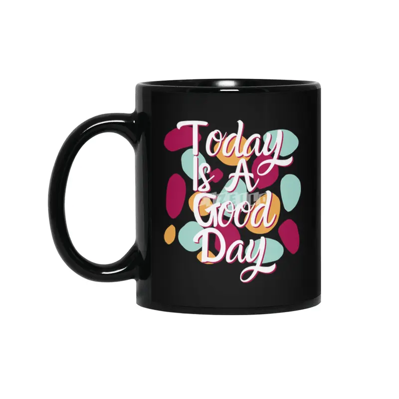 Today Is A Good Day Colorful Polka Blobs - Abstract Wobbly Polka Dots Black Siyah Kupa