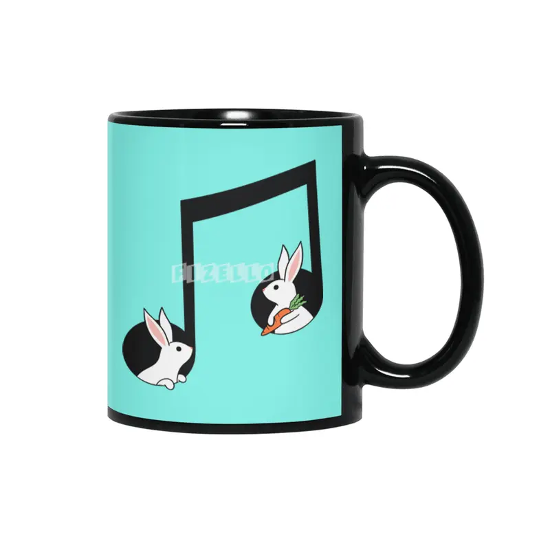 Animals music rabbits Siyah Kupa