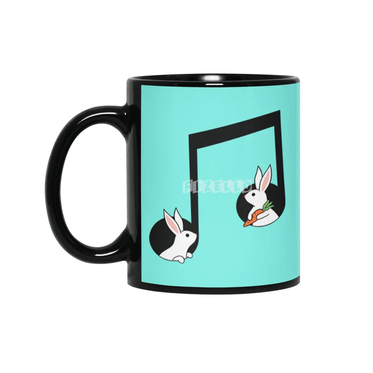 Animals music rabbits Siyah Kupa