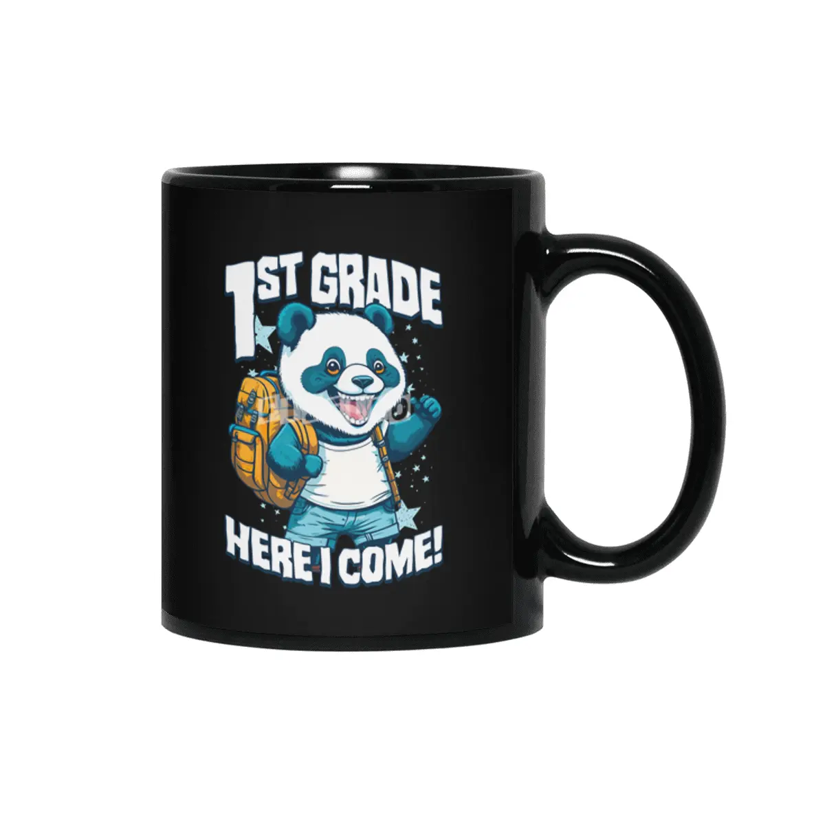 1st Grade Here I Come Back To First Day Of School Panda Siyah Kupa