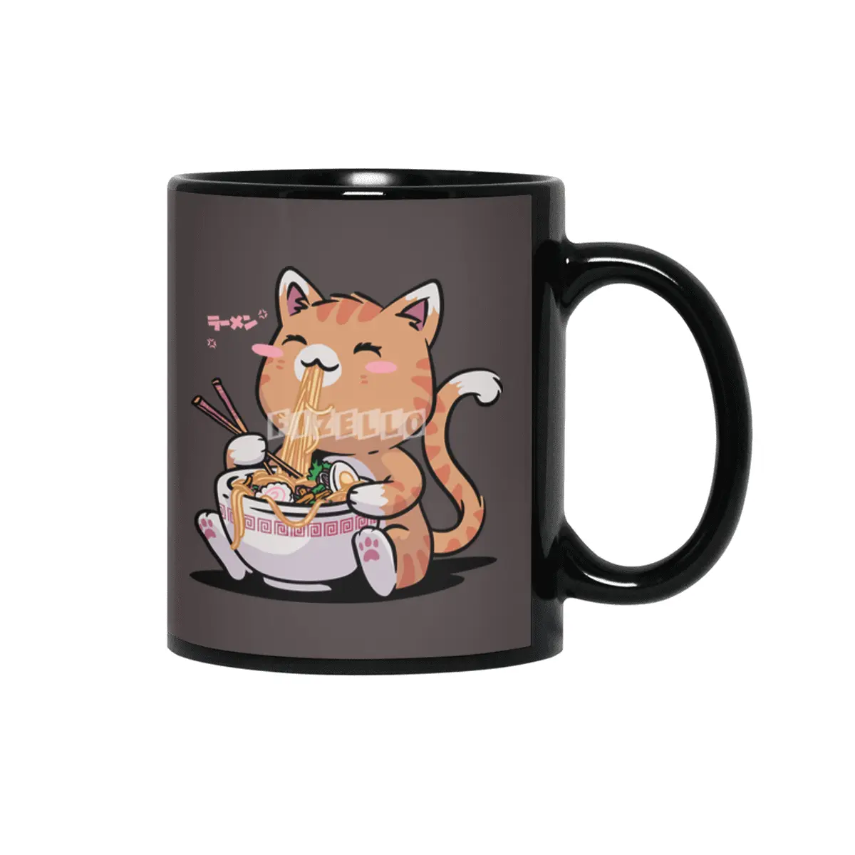 Cat Ramen Kawaii Neko Bowl Anime Otaku Caramel Cat Siyah Kupa