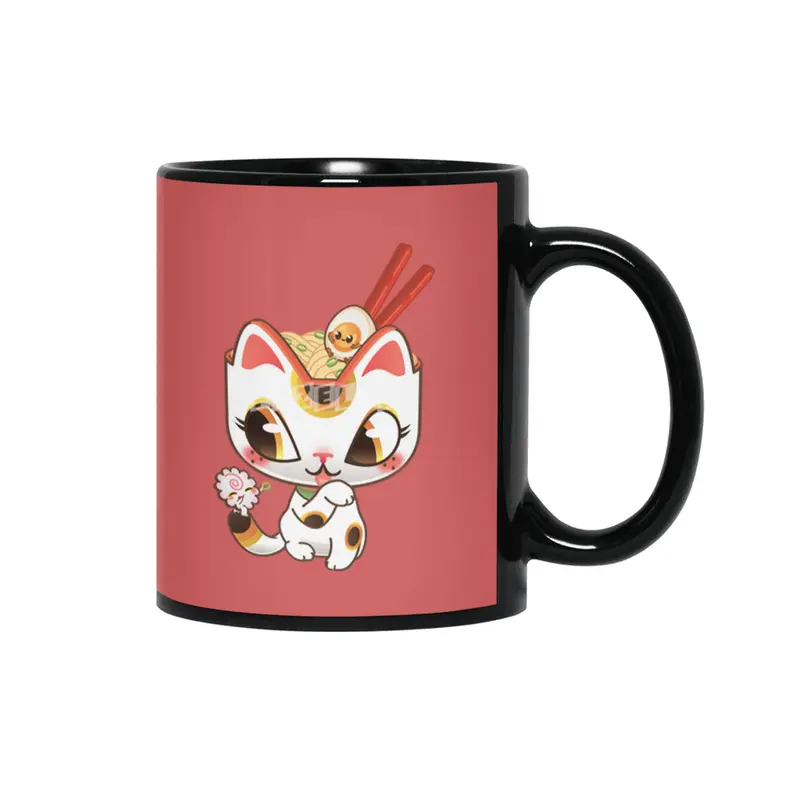 Lucky Ramen Cat Siyah Kupa