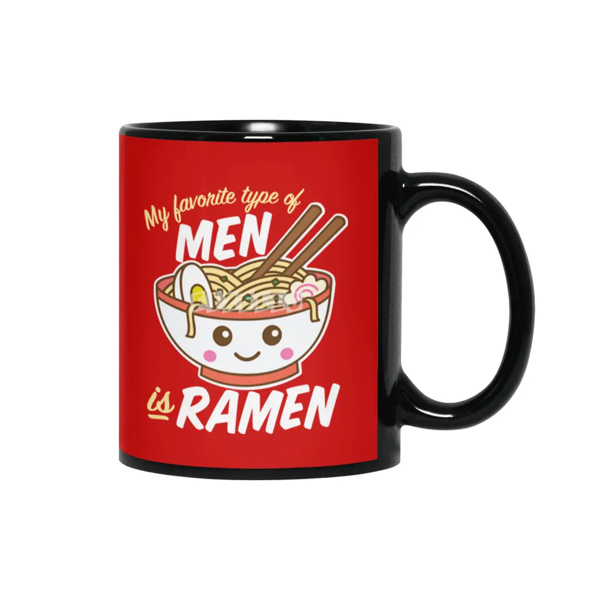 My Favorite Type of Men is Ramen Food Pun Siyah Kupa