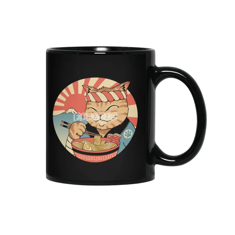 Catana Ramen Front Print Siyah Kupa