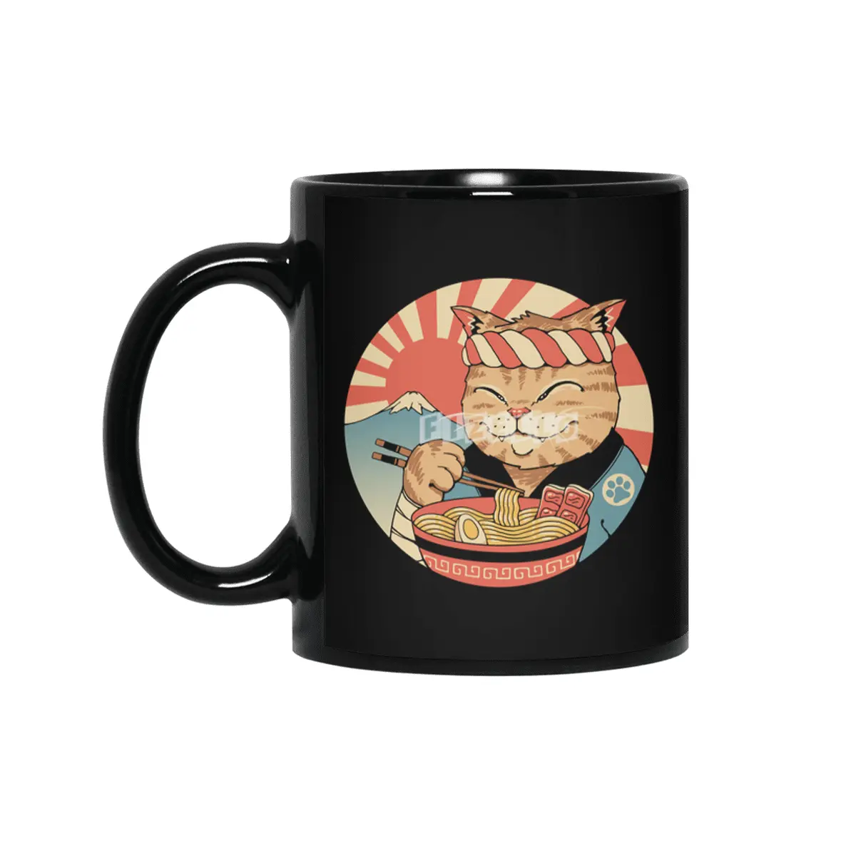 Catana Ramen Front Print Siyah Kupa