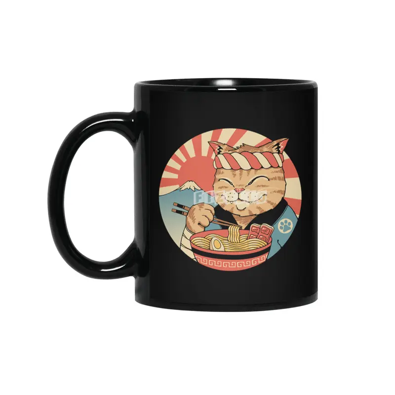 Catana Ramen Front Print Siyah Kupa
