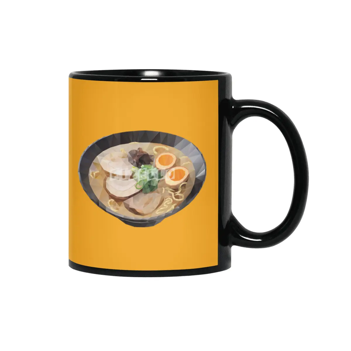 Japanese Tonkotsu Ramen Polygon Art Siyah Kupa