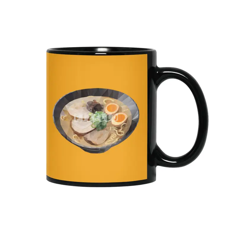 Japanese Tonkotsu Ramen Polygon Art Siyah Kupa
