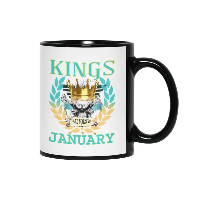 Kings Are born in January  T-shirts  Siyah Kupa