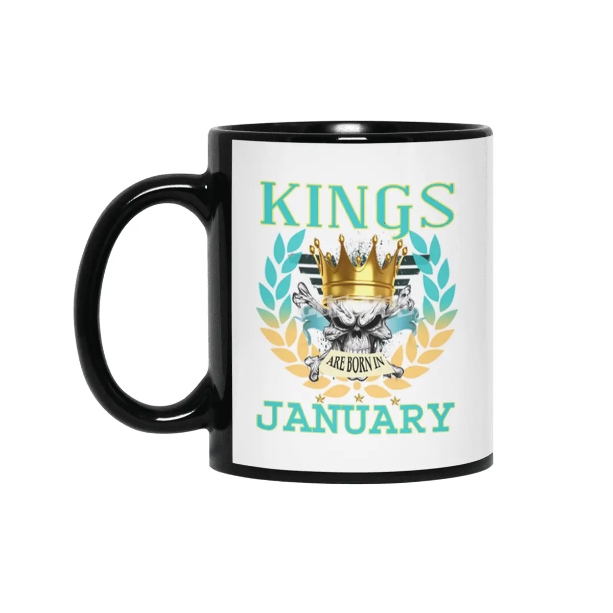 Kings Are born in January T-shirts Siyah Kupa