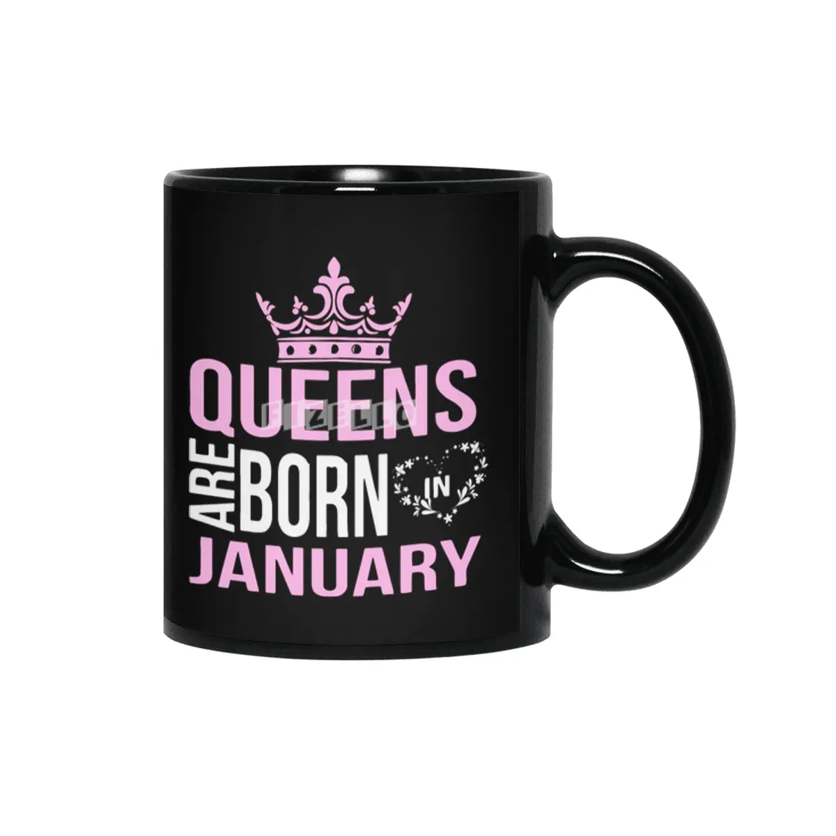 Queens are born in January T-shirt Siyah Kupa
