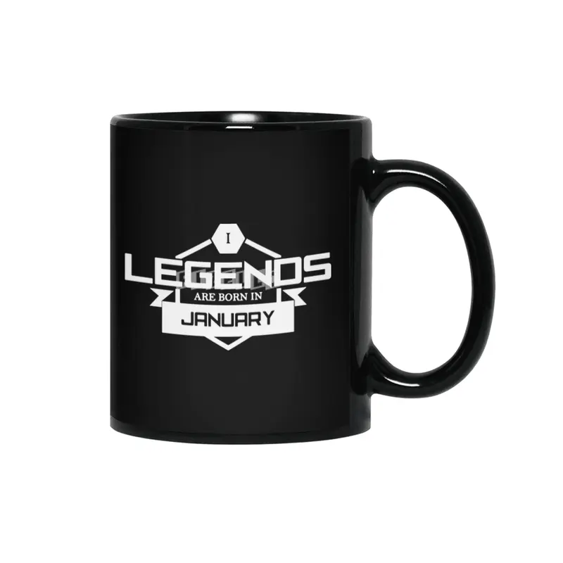 Legends Are Born In January Funny Logo Siyah Kupa